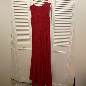 Red slightly sparkly full length gown